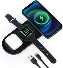 YONO Oplaadstation geschikt voor Apple - Draadloze Oplader iPhone / Airpods / iWatch - Docking Station met Wireless Charger - Zwart