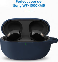 YONO Soft Case geschikt voor Sony WF-1000XM5 - Hoesje met Clip - Donkerblauw
