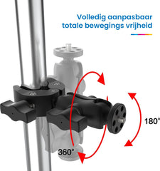 YONO Buisklem geschikt voor GoPro en Action Camera - Roll Bar Mount - Super Clamp - Zwart