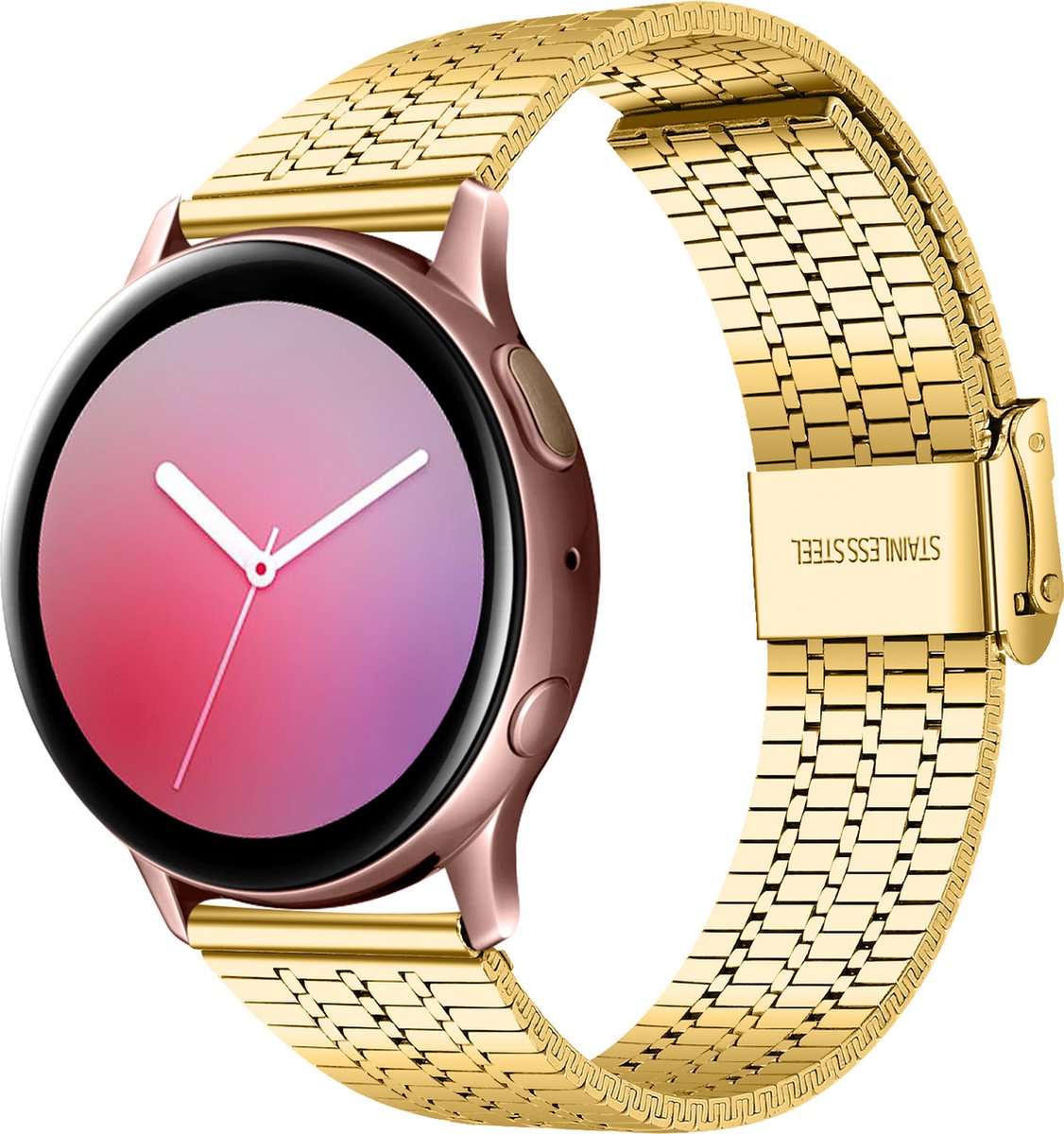 YONO Miami Schakel Bandje 20mm - Metalen Horlogebandje geschikt voor Samsung Galaxy Watch 7/6/5 / Pro / 4 / 3 / Active 2 - Polar Ignite / Unite – Huawei - Goud