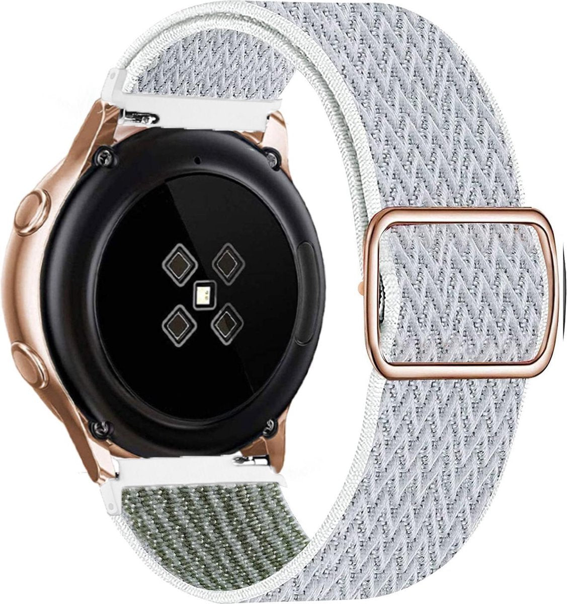 YONO Nylon Smartwatch Bandje 20mm - Horlogebandje geschikt voor Samsung Galaxy Watch 7 / 6 / 5 / Pro / 4 / 3 / Active 2 - Polar Ignite / Unite – Huawei - Wit