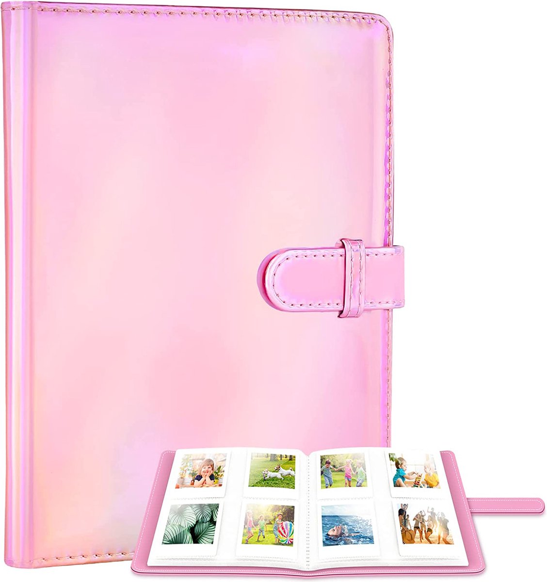 YONO Fotoalbum 128 voor Instant Camera Fotopapier - Fotoboek Geschikt voor Fujifilm Instax Mini 12 / 11 / 9 / 8 / 7s / 25 / 90 / Link / SP-2 / Liplay - Film Polaroid - Kodak en Meer - Roze