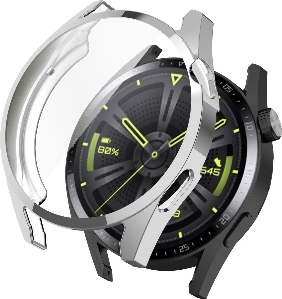 YONO Bumper geschikt voor Huawei Watch GT 3 - 46mm - Full Cover Soft Case - Hoesje - Zilver