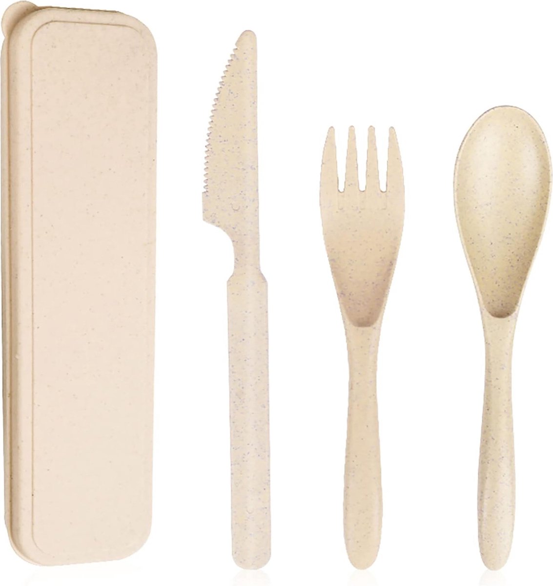 YONO Camping Bestek Set - Outdoor Eetgerei Meeneem Set - Reis Lepel, Vork en Mes - Beige