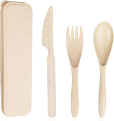 YONO Camping Bestek Set - Outdoor Eetgerei Meeneem Set - Reis Lepel, Vork en Mes - Beige