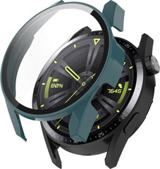 YONO Case geschikt voor Huawei Watch GT 3 - 42mm - Screen Protector Hoesje - Full Cover Bumper - Donkergroen