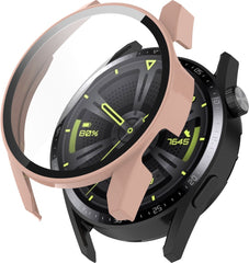 YONO Case geschikt voor Huawei Watch GT 3 - 46mm - Screen Protector Hoesje - Full Cover Bumper - Lichtroze