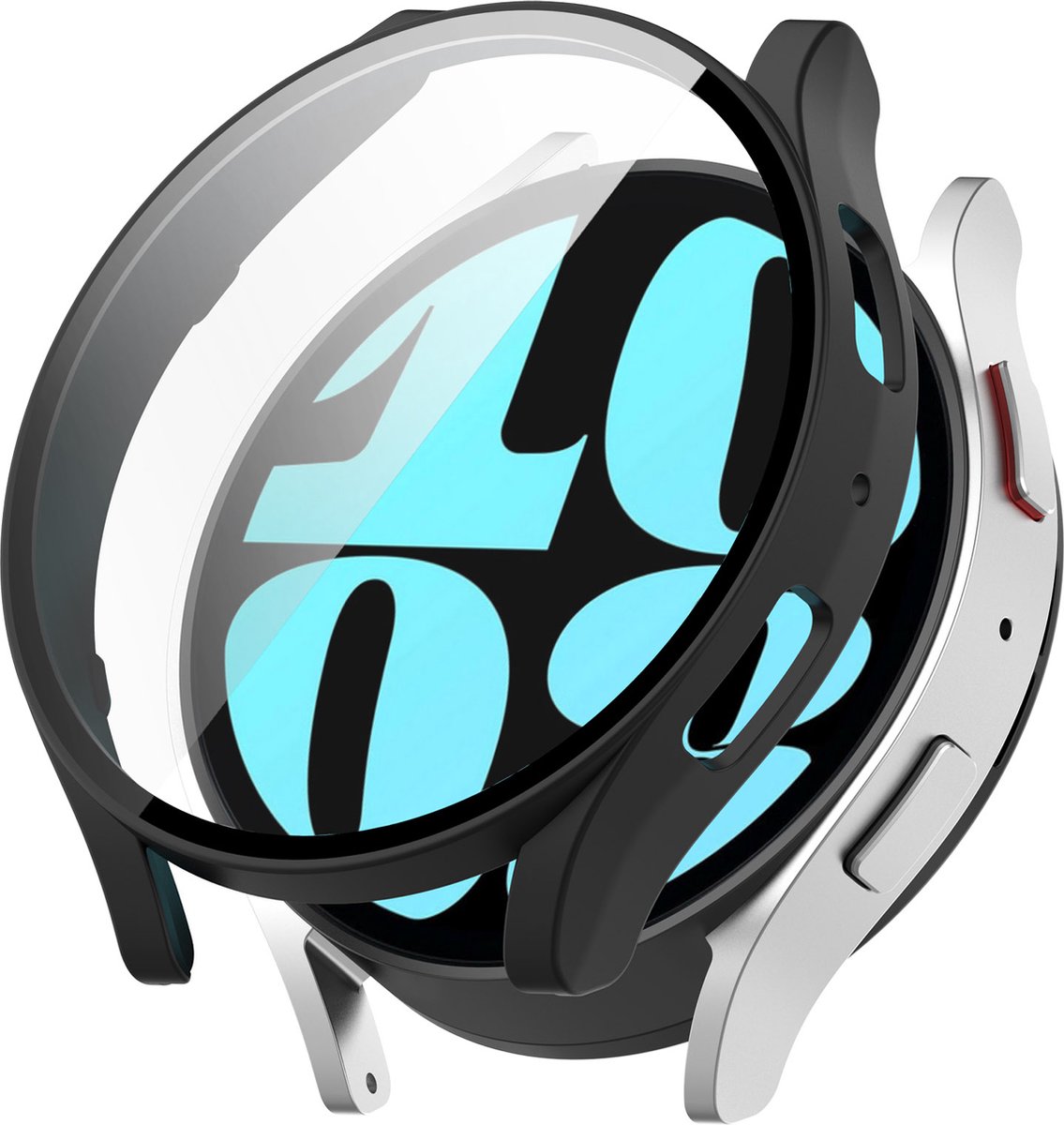 YONO Bumper geschikt voor Samsung Galaxy Watch 6 - 44mm - Screen Protector Hoesje - Full Cover Case - Zwart