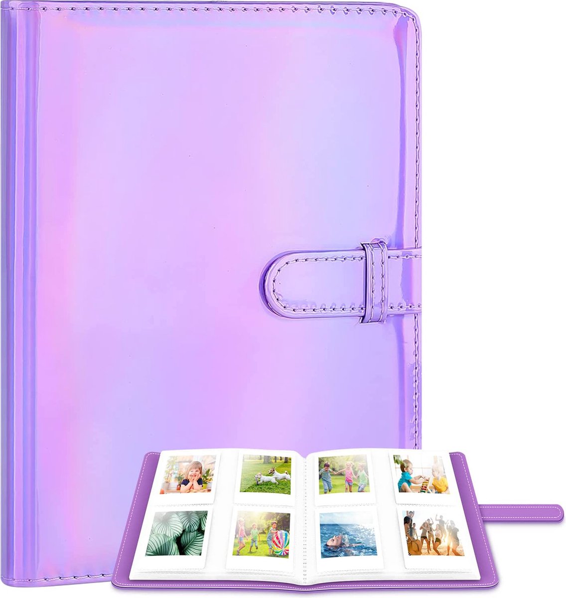 YONO Fotoalbum 128 voor Instant Camera Fotopapier - Fotoboek Geschikt voor Fujifilm Instax Mini 12 / 11 / 9 / 8 / 7s / 25 / 90 / Link / SP-2 / Liplay - Film Polaroid - Kodak en Meer - Paars