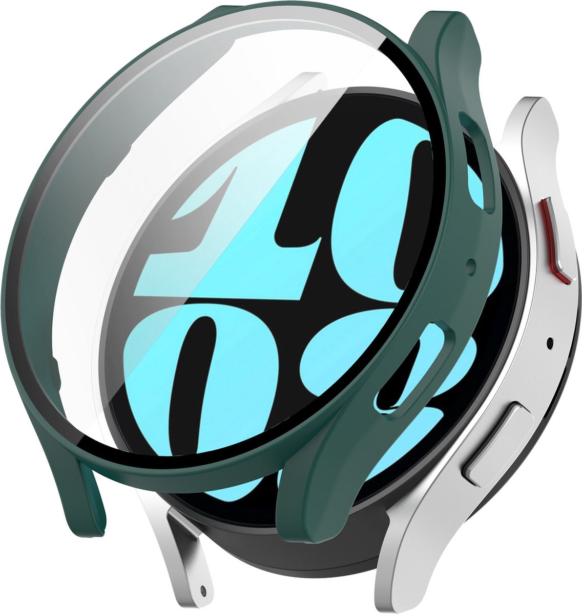 YONO Bumper geschikt voor Samsung Galaxy Watch 6 - 40mm - Screen Protector Hoesje - Full Cover Case - Donkergroen
