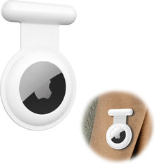 YONO Pin Case geschikt voor Apple AirTag - Hoesje Kind voor Binnenkant Kleding - GPS Tracker Kinderen - Speld Hanger - Siliconen Houder - Wit