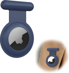 YONO Pin Case geschikt voor Apple AirTag - Hoesje Kind voor Binnenkant Kleding - GPS Tracker Kinderen - Speld Hanger - Siliconen Houder - Donkerblauw