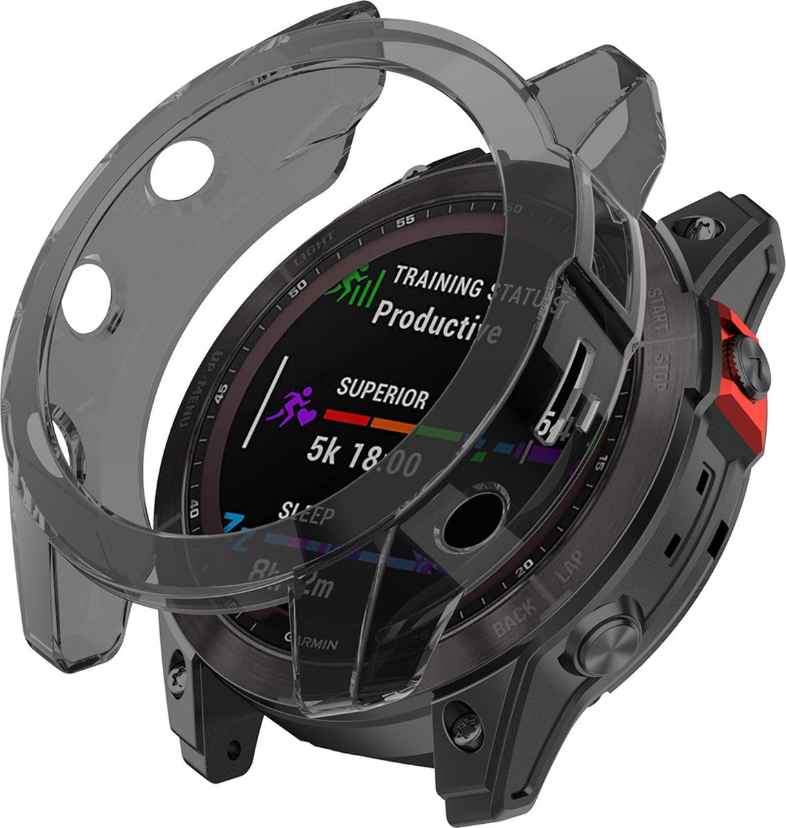 YONO Bumper geschikt voor Garmin Fenix 7S - Siliconen Hoesje - Bescherming Case - Transparant Zwart