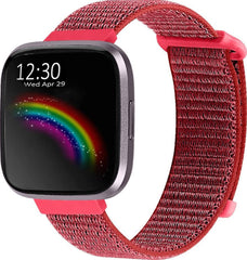 YONO Bandje geschikt voor Fitbit Versa 2 - Nylon - Rood