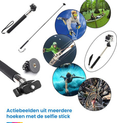 YONO Accessoires Set geschikt voor GoPro en Action Cams - Borst Harnas - Hoofdband - Stick - Mounts - Opbergzakje