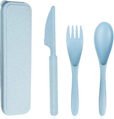 YONO Camping Bestek Set - Outdoor Eetgerei Meeneem Set - Reis Lepel, Vork en Mes - Blauw