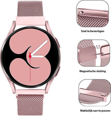 YONO Milanees Bandjes geschikt voor Samsung Galaxy Watch 6/5/4 - Roze en Zilver - 2 Stuks