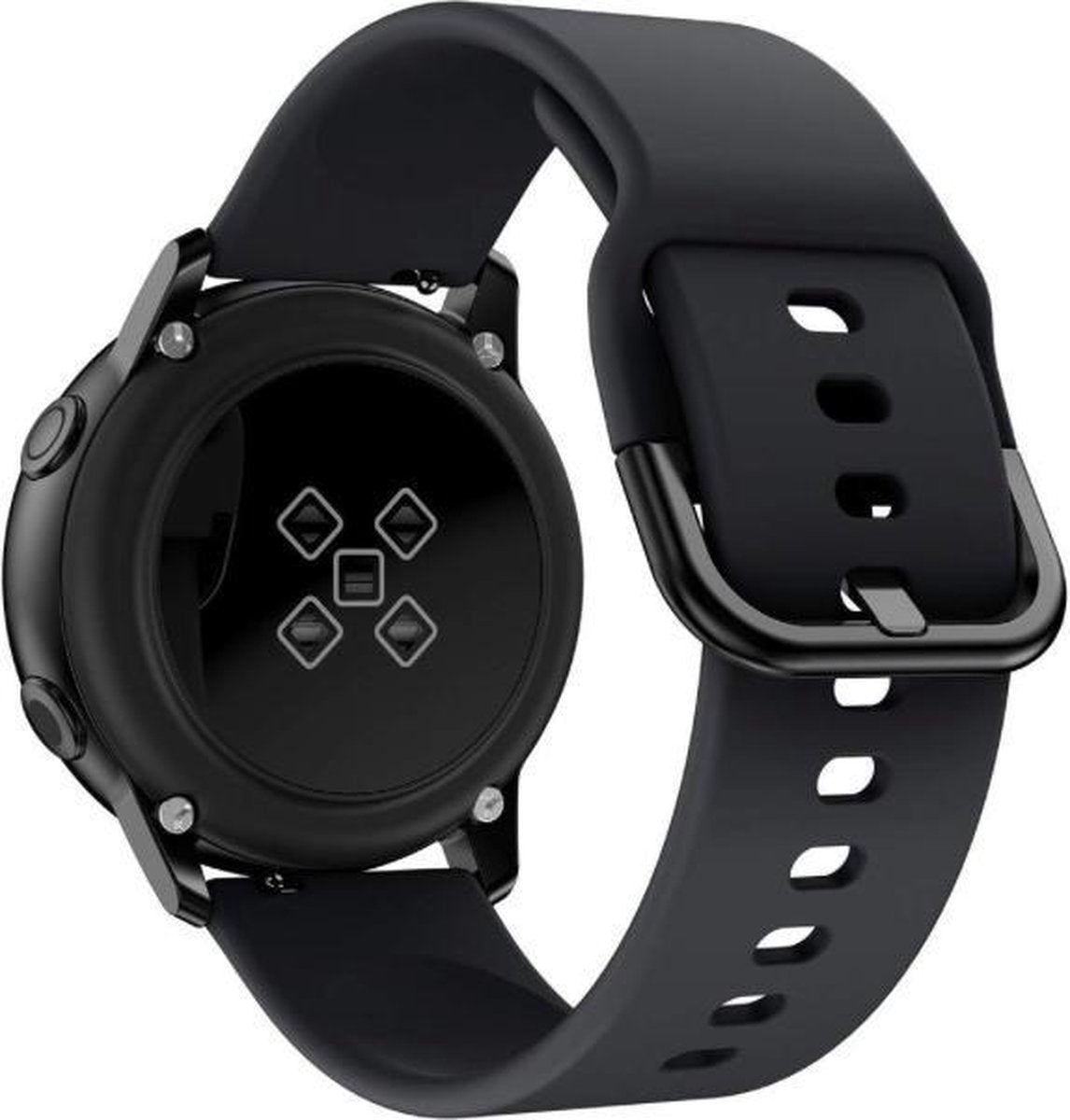 YONO Siliconen Classic Bandje 20mm - Horlogebandje geschikt voor Samsung Galaxy Watch 7 / 6 / 5 / Pro / 4 / 3 / Active 2 - Garmin Approach / Forerunner / Venu 2 Plus / SQ / Vivomove - Polar Ignite / Unite – Huawei - Zwart