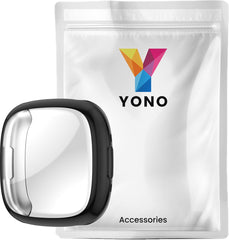 YONO Bumper geschikt voor Fitbit Versa 4 / Sense 2 - Screen Protector Hoesje - Full Cover Case - Zwart