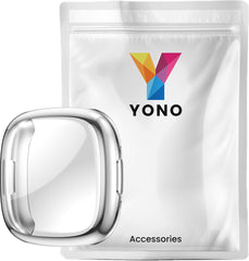 YONO Bumper geschikt voor Fitbit Versa 4 / Sense 2 - Screen Protector Hoesje - Full Cover Case - Zilver