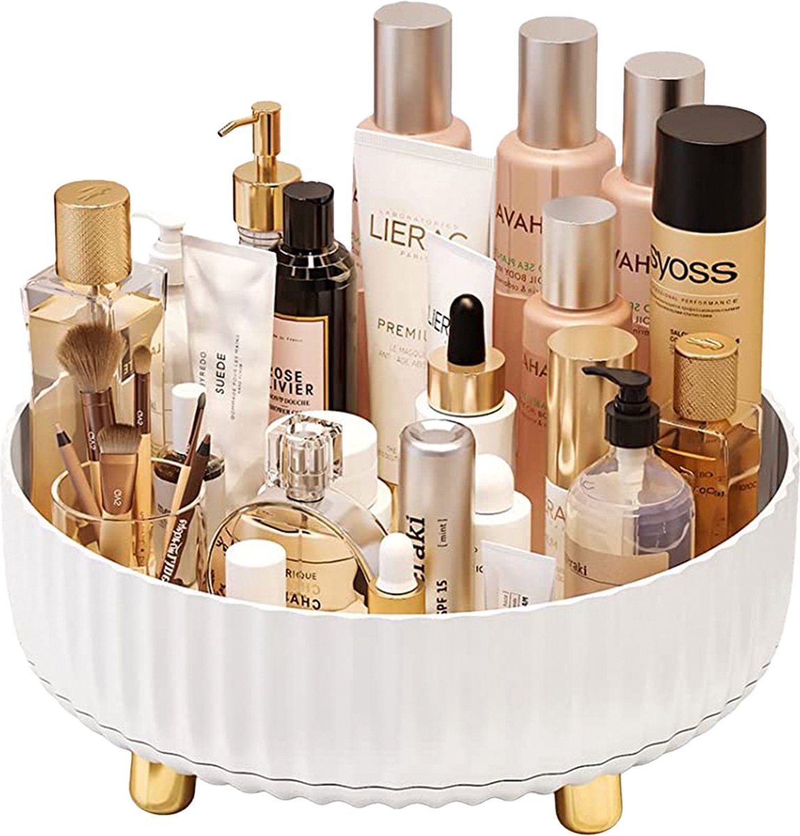YONO Make Up Organizer Draaitafel - Opbergdoos voor Skincare / Parfum / Cosmetica / Lippenstift / Beauty - 360° Draaibaar Houder - Opbergsysteem - Wit