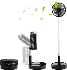 YONO Telescopische Ventilator Staand – Verstelbare Statiefventilator met Accu – USB Tafelventilator Draadloos – Zwart