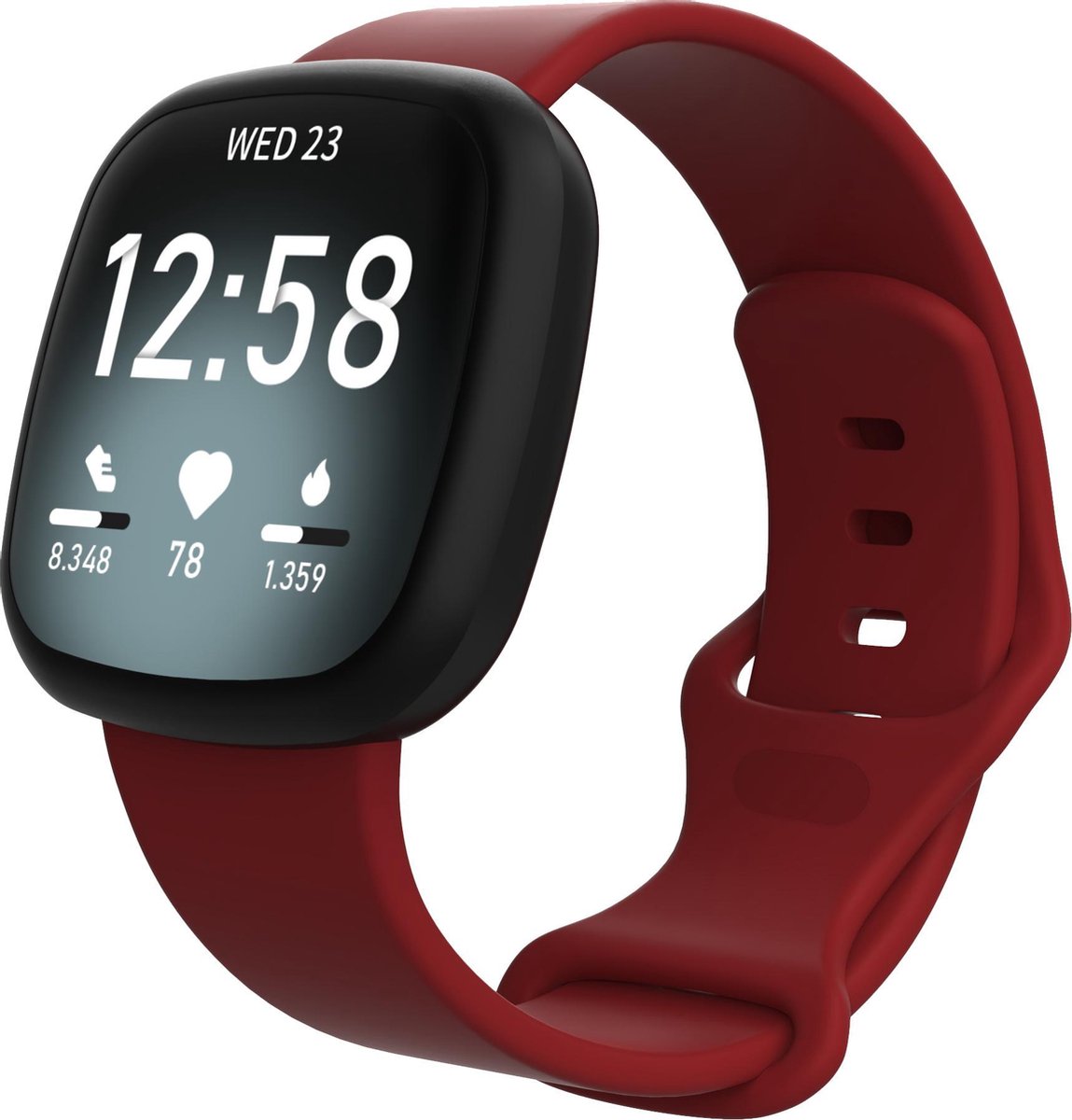 YONO Bandje geschikt voor Fitbit Versa 4 / 3 / Sense – Siliconen – Donkerrood – Small