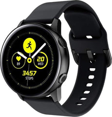 YONO Siliconen Classic Bandje 20mm - Horlogebandje geschikt voor Samsung Galaxy Watch 7 / 6 / 5 / Pro / 4 / 3 / Active 2 - Garmin Approach / Forerunner / Venu 2 Plus / SQ / Vivomove - Polar Ignite / Unite – Huawei - Zwart