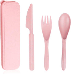 YONO Camping Bestek Set - Outdoor Eetgerei Meeneem Set - Reis Lepel, Vork en Mes - Roze