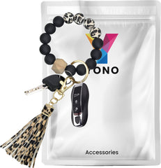 YONO Sleutelarmband Dames - Sleutelhanger met Kwastje en Kralen Armband - Leopard