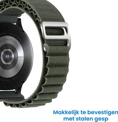 YONO Nylon Loop Bandje 20mm - Horlogebandje geschikt voor Samsung Galaxy Watch 7/6/5 / Pro / 4 / 3 / Active 2 - Polar Ignite / Unite – Huawei - Donkergroen