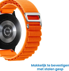YONO Nylon Loop Bandje 20mm - Horlogebandje geschikt voor Samsung Galaxy Watch 7/6/5 / Pro / 4 / 3 / Active 2 - Polar Ignite / Unite – Huawei - Oranje