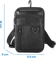 YONO Telefoontasje Leer - Crossbody Schouder Tas - Zwart