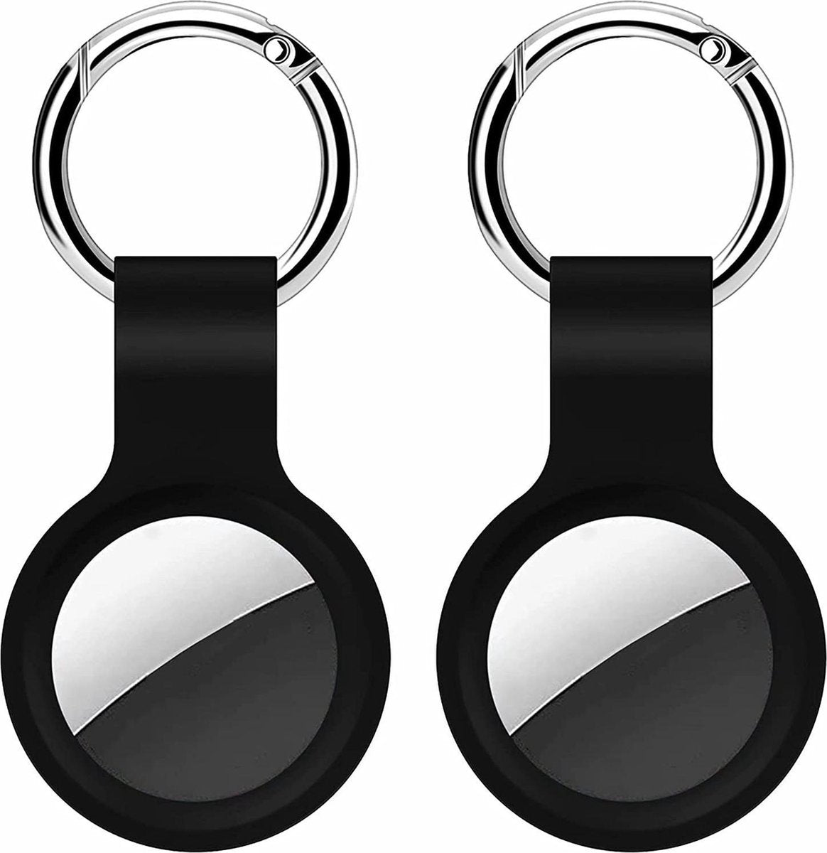 Sleutelhanger Geschikt voor Apple AirTag - Hoesje - Beschermhoesje - Hanger - Case - Houder - Zwart - 2-Pack
