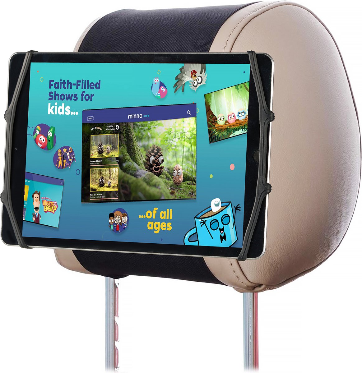 YONO Tablet Houder Auto Hoofdsteun - Universeel 360 Graden Draaibaar - Geschikt voor Tablet, Telefoon en Game Console - Zwart