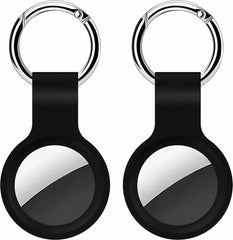 Sleutelhanger Geschikt voor Apple AirTag - Hoesje - Beschermhoesje - Hanger - Case - Houder - Zwart - 2-Pack