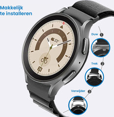 YONO Nylon Loop Bandje 20mm - Horlogebandje geschikt voor Samsung Galaxy Watch 7/6/5 / Pro / 4 / 3 / Active 2 - Polar Ignite / Unite – Huawei - Zwart