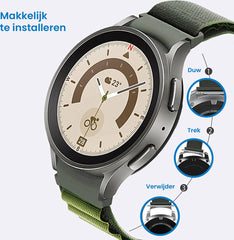 YONO Nylon Loop Bandje 20mm - Horlogebandje geschikt voor Samsung Galaxy Watch 7/6/5 / Pro / 4 / 3 / Active 2 - Polar Ignite / Unite – Huawei - Donkergroen