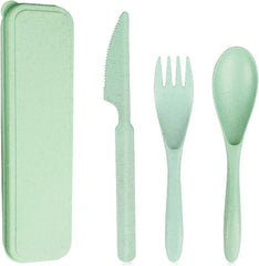 YONO Camping Bestek Set - Outdoor Eetgerei Meeneem Set - Reis Lepel, Vork en Mes - Lichtgroen