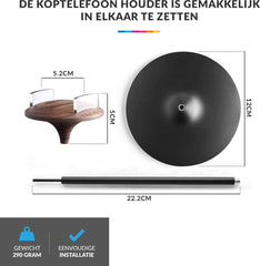 YONO Luxe Headset Stand Universeel - geschikt voor Airpods Max / JBL Tune / Sony – Koptelefoon Houder – Hoofdtelefoon Hanger – Aluminium Standaard – Zwart