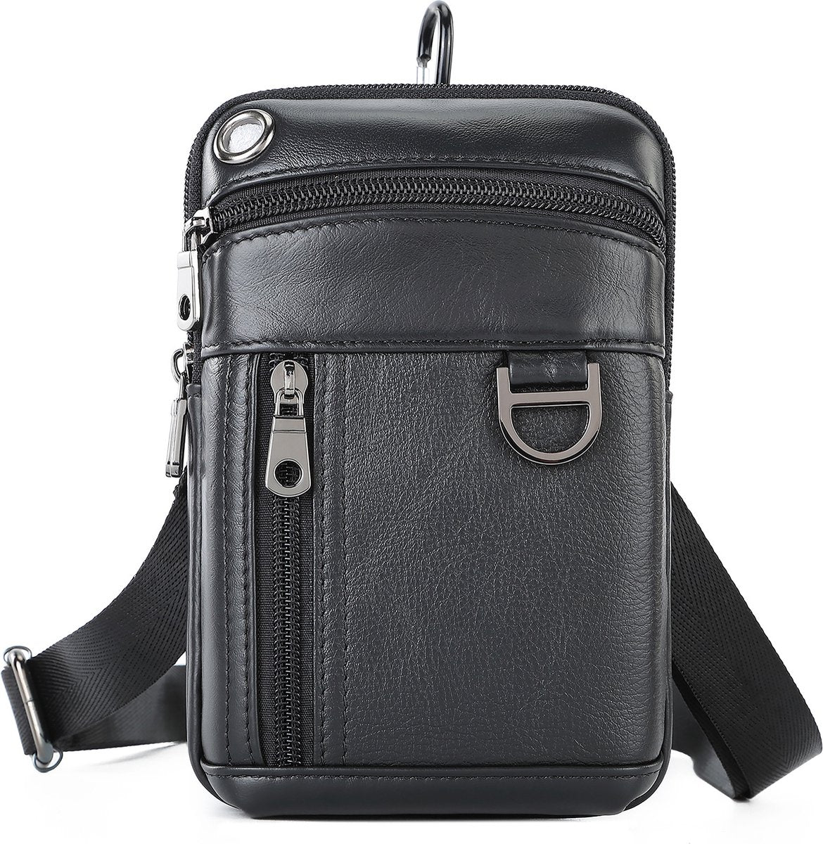 YONO Telefoontasje Leer - Crossbody Schouder Tas - Zwart