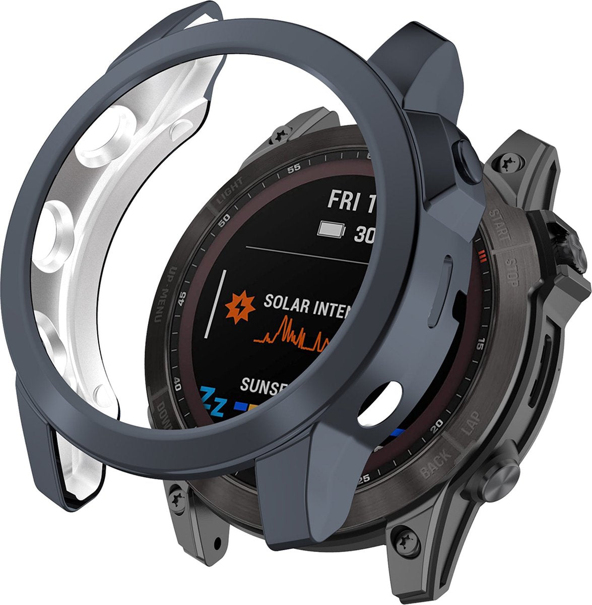 YONO Bumper geschikt voor Garmin Fenix 7 - Siliconen Hoesje - Bescherming Case - Donkergrijs
