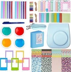 YONO Accessoires Set geschikt voor Fujifilm Instax Mini 11 - Case - Camera Tas - Hoesje - Filters - Fotoboek - Fotoalbum - Stickers en meer - Blauw