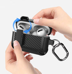 YONO Hoesje geschikt voor Airpods Pro 1 / 2 - Armor Case met Lock - Carbon