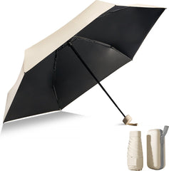 YONO Mini Paraplu Opvouwbaar - Kleine Zak Regenscherm - Zonneparaplu UV Bescherming - Beige