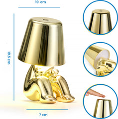 YONO Decoratieve Tafellamp Oplaadbaar - Nachtlampje Slaapkamer - Bureaulamp Woonkamer - Woondecoratie Beelden en Figuren - Waarom - Goud