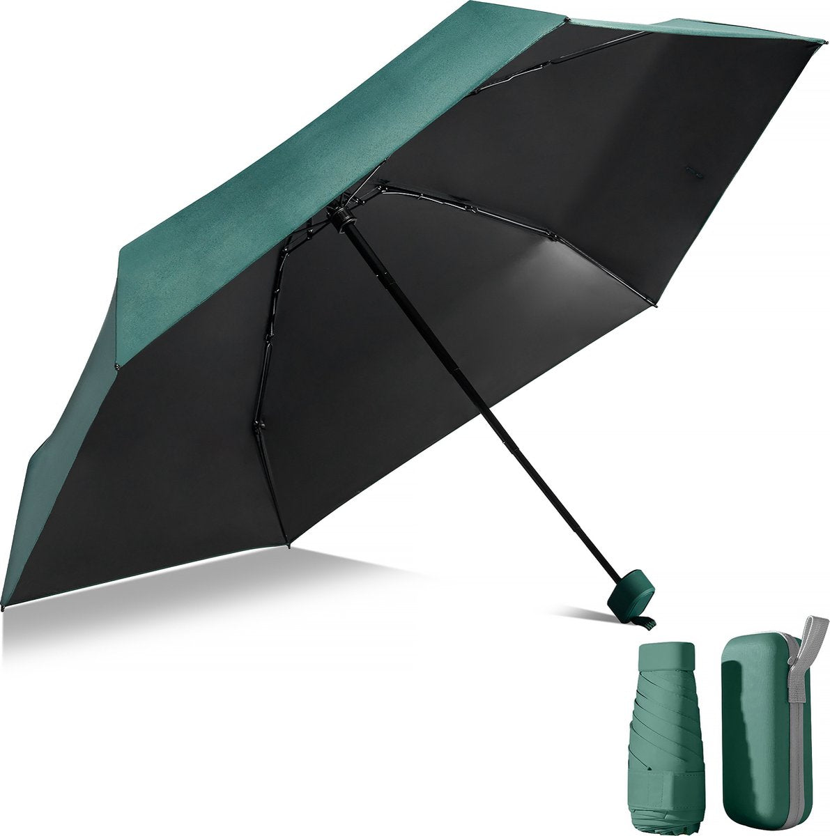 YONO Mini Paraplu Opvouwbaar - Kleine Zak Regenscherm - Zonneparaplu UV Bescherming - Donkergroen