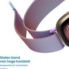 YONO Milanees Bandje geschikt voor Fitbit Versa 4 / Sense 2 – Parlemoer – Large
