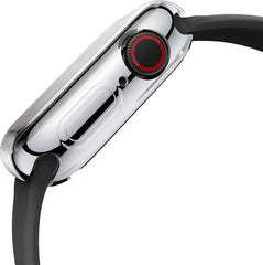 Bumper geschikt voor Apple Watch 44mm series 4/5/6 – Siliconen Case Screenprotector Hoesje – Zilver