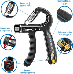 YONO Handtrainer Set - Handknijper Verstelbaar 10 tot 60 kg - Vingertrainer met Teller - Armtrainer - Knijphalter - Onderarm Grip Trainer - 2 Stuks